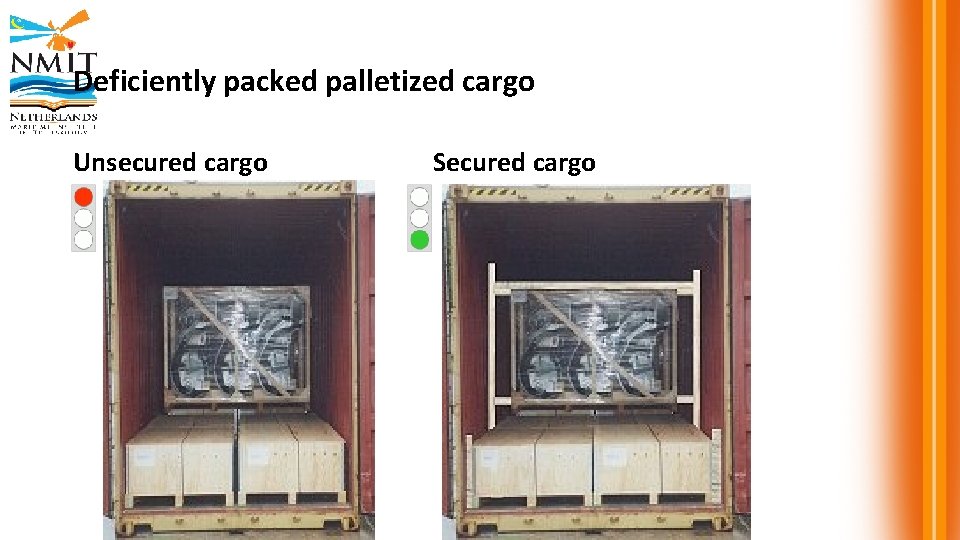 Deficiently packed palletized cargo Unsecured cargo Secured cargo 