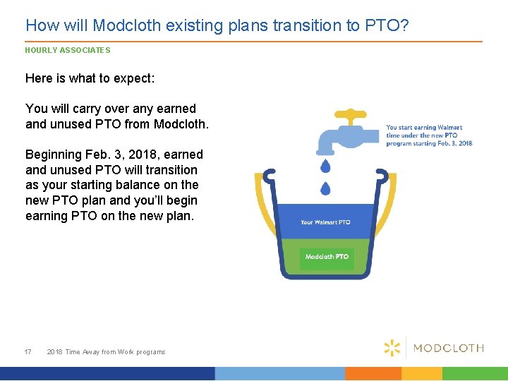 How will Modcloth existing plans transition to PTO? HOURLY ASSOCIATES Here is what to