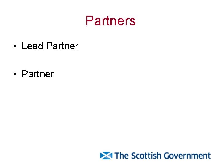 Partners • Lead Partner • Partner 