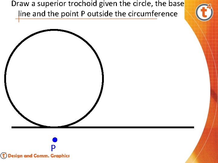 Draw a superior trochoid given the circle, the base line and the point P