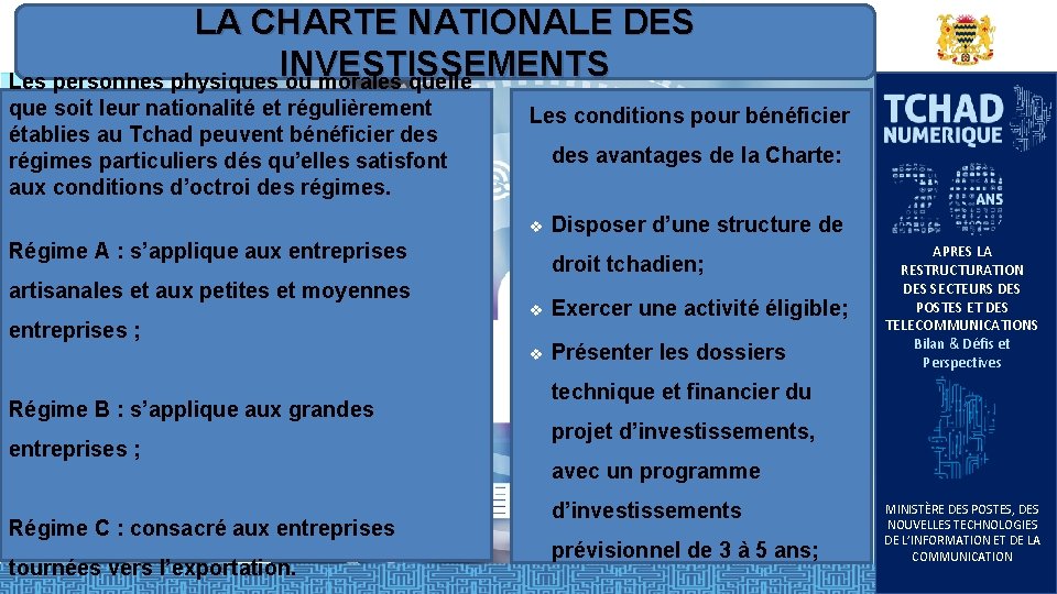 LA CHARTE NATIONALE DES INVESTISSEMENTS Les personnes physiques ou morales quelle que soit leur LA CHARTE NATIONALE DES INVESTISSEMENTS Les personnes physiques ou morales quelle que soit leur