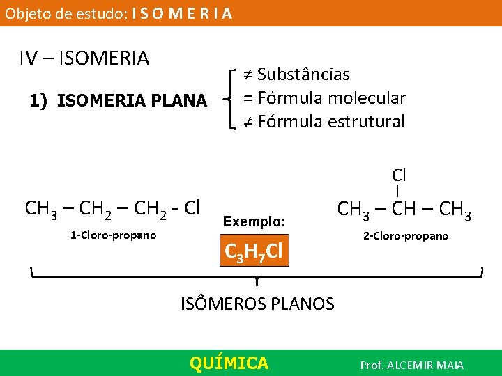 Objeto de estudo: I S O M E R I A IV – ISOMERIA