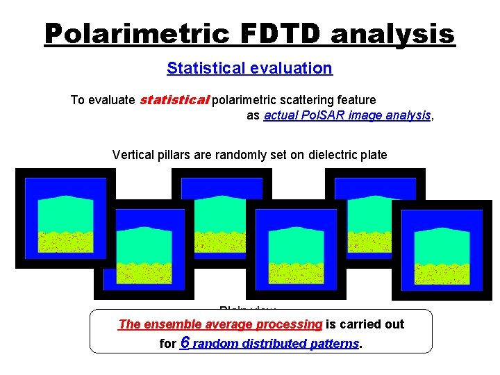 Polarimetric FDTD analysis Statistical evaluation To evaluate statistical polarimetric scattering feature as actual Pol.