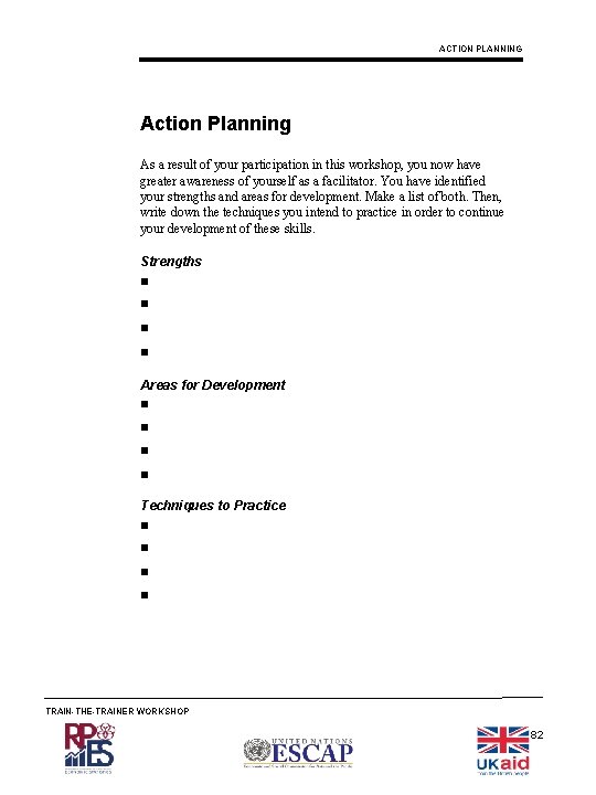 ACTION PLANNING Action Planning As a result of your participation in this workshop, you