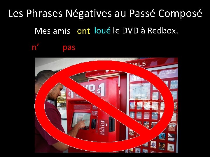 Les Phrases Négatives au Passé Composé Mes amis ont loué le DVD à Redbox.