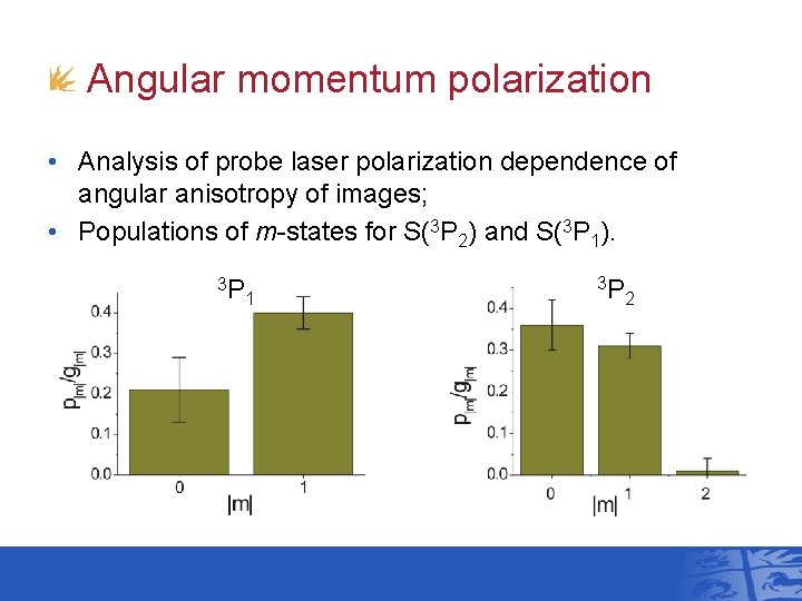 Angular momentum polarization • Analysis of probe laser polarization dependence of angular anisotropy of