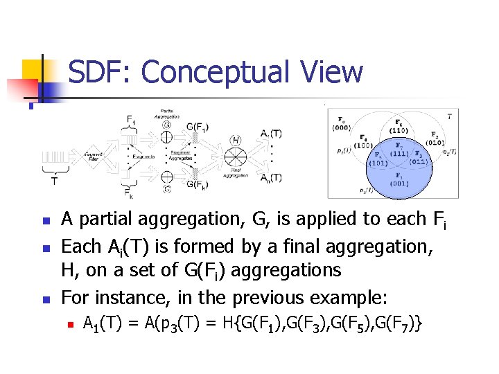 SDF: Conceptual View n n n A partial aggregation, G, is applied to each SDF: Conceptual View n n n A partial aggregation, G, is applied to each