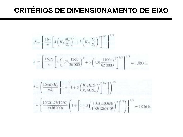 CRITÉRIOS DE DIMENSIONAMENTO DE EIXO 