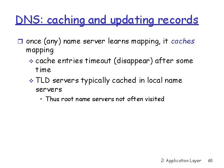 DNS: caching and updating records r once (any) name server learns mapping, it caches