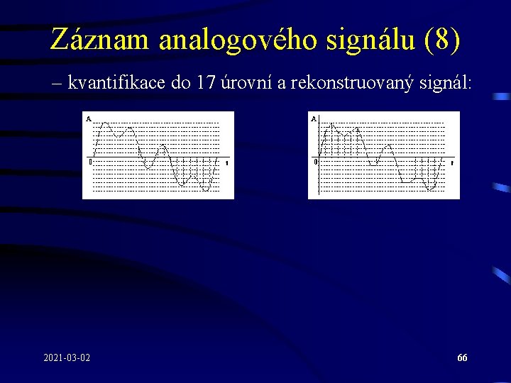 Záznam analogového signálu (8) – kvantifikace do 17 úrovní a rekonstruovaný signál: 2021 -03