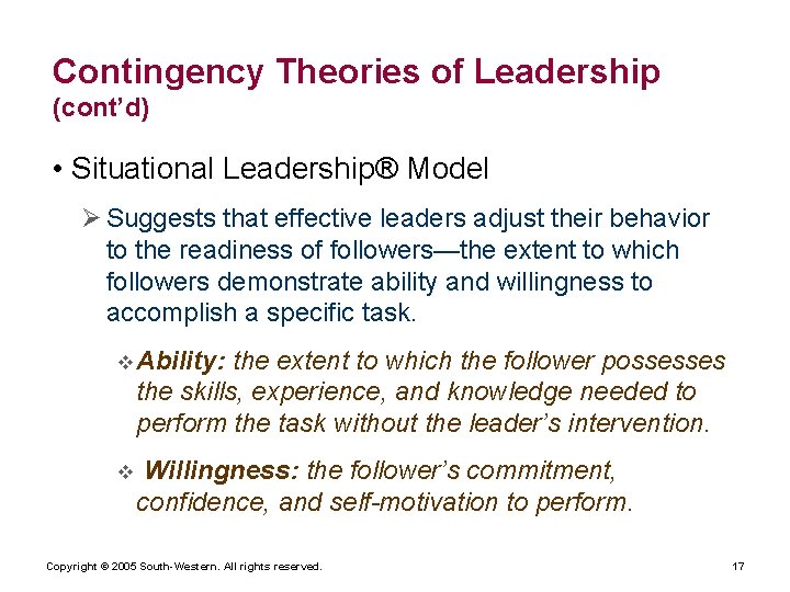 1 e Chapter 7 Contingency Theories of Leadership