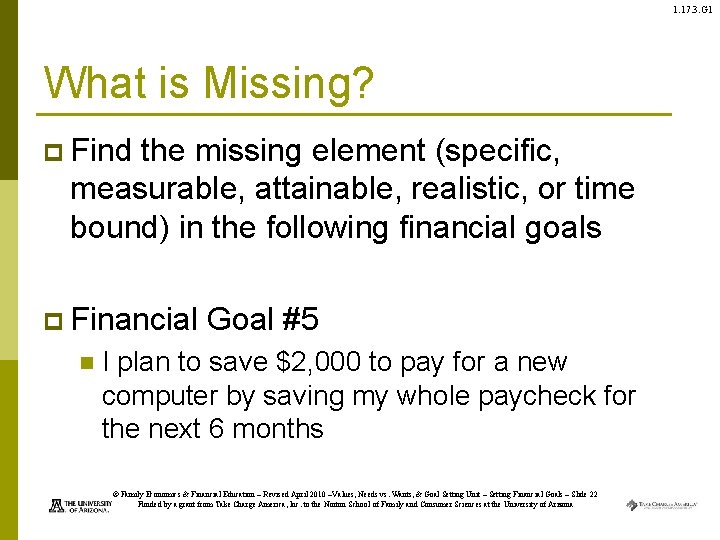 1. 17. 3. G 1 What is Missing? p Find the missing element (specific,