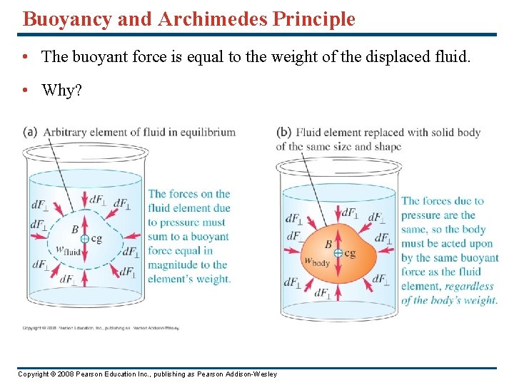 Buoyancy and Archimedes Principle • The buoyant force is equal to the weight of