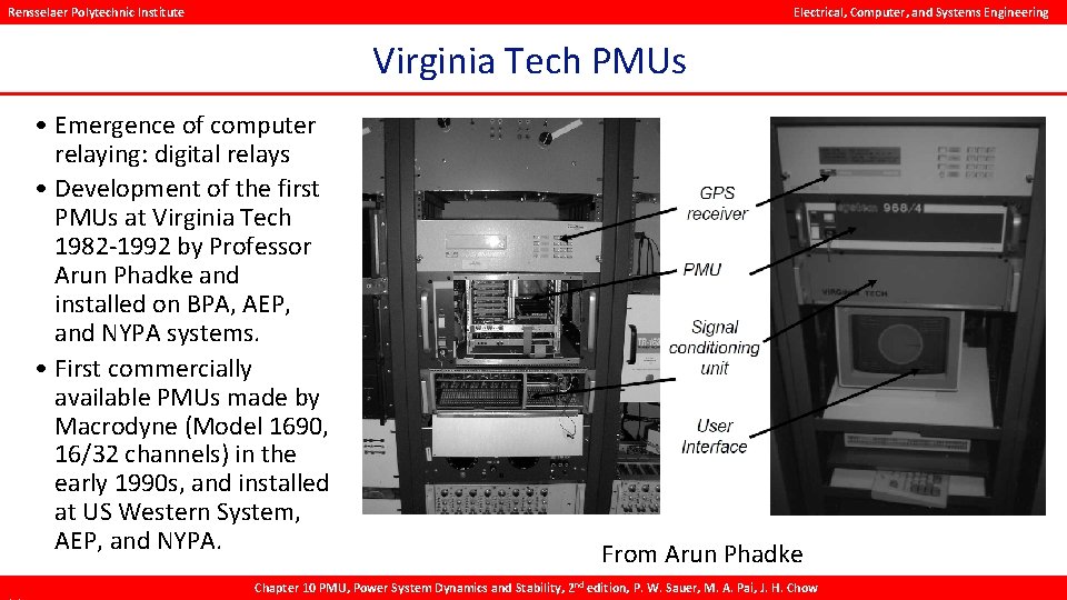 Rensselaer Polytechnic Institute Electrical, Computer, and Systems Engineering Virginia Tech PMUs • Emergence of