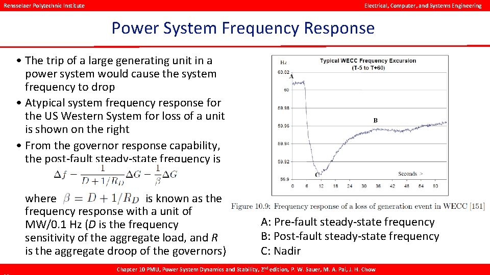 Rensselaer Polytechnic Institute Electrical, Computer, and Systems Engineering Power System Frequency Response • The