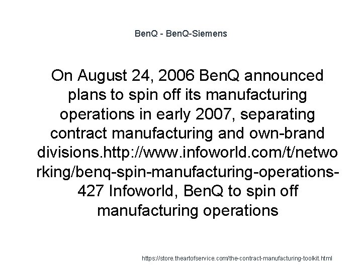 Ben. Q - Ben. Q-Siemens On August 24, 2006 Ben. Q announced plans to
