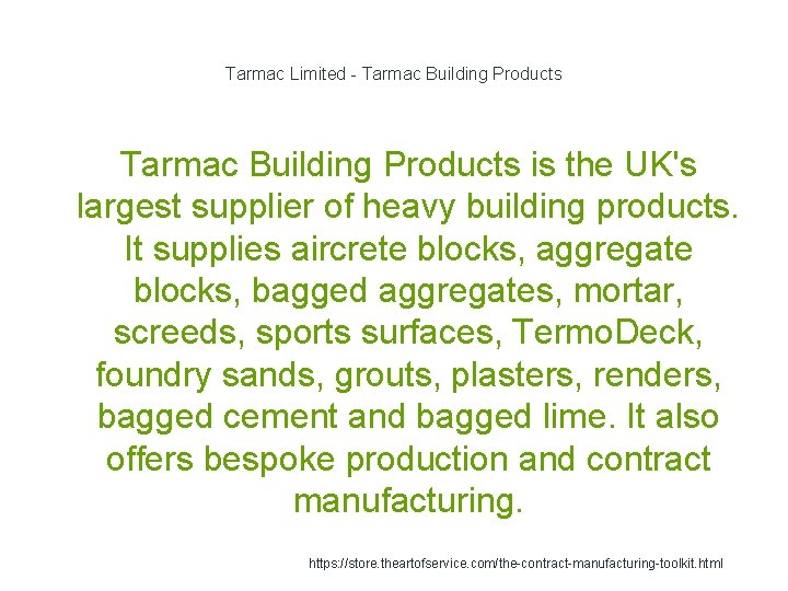 Tarmac Limited - Tarmac Building Products is the UK's largest supplier of heavy building