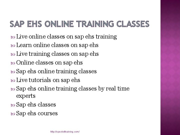 SAP EHS ONLINE TRAINING CLASSES Live online classes on sap ehs training Learn online