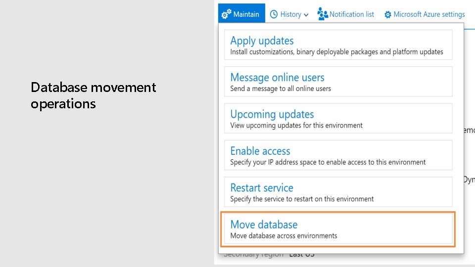 Database movement operations 