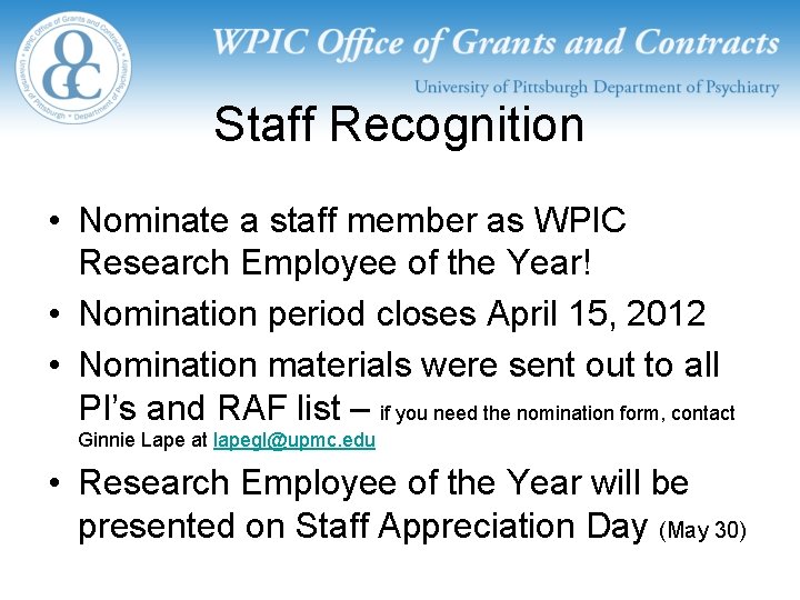 Research Administrators Forum April 4 12 Wpic Auditorium