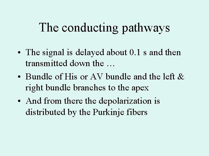 The conducting pathways • The signal is delayed about 0. 1 s and then The conducting pathways • The signal is delayed about 0. 1 s and then
