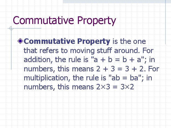 Commutative Property is the one that refers to moving stuff around. For addition, the