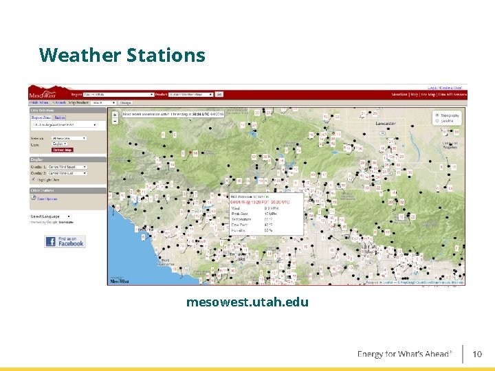 Weather Stations mesowest. utah. edu 10 