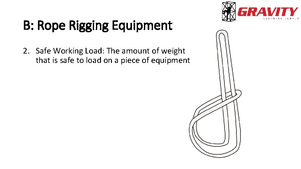 B: Rope Rigging Equipment 2. Safe Working Load: The amount of weight that is