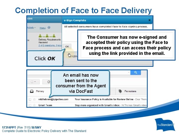 Completion of Face to Face Delivery The Consumer has now e-signed and accepted their