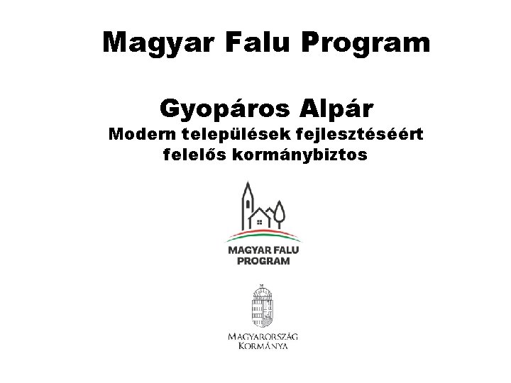 Magyar Falu Program Gyopáros Alpár Modern települések fejlesztéséért felelős kormánybiztos 
