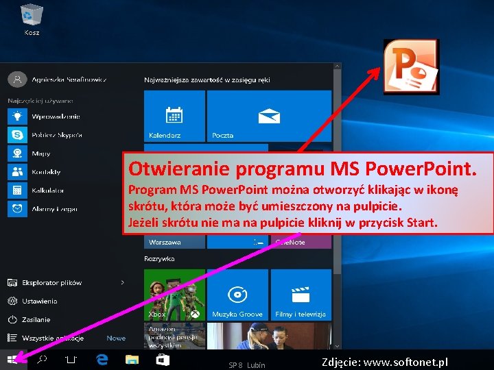 Otwieranie programu MS Power. Point. Program MS Power. Point można otworzyć klikając w ikonę