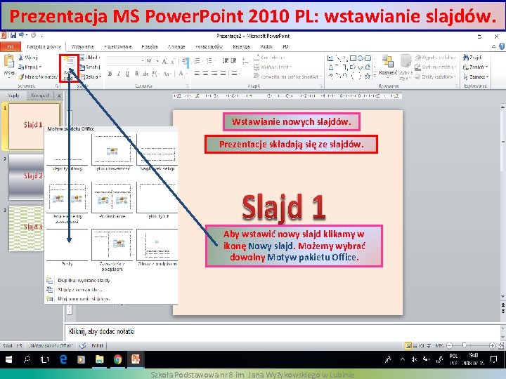 Prezentacja MS Power. Point 2010 PL: wstawianie slajdów. Wstawianie nowych slajdów. Prezentacje składają się