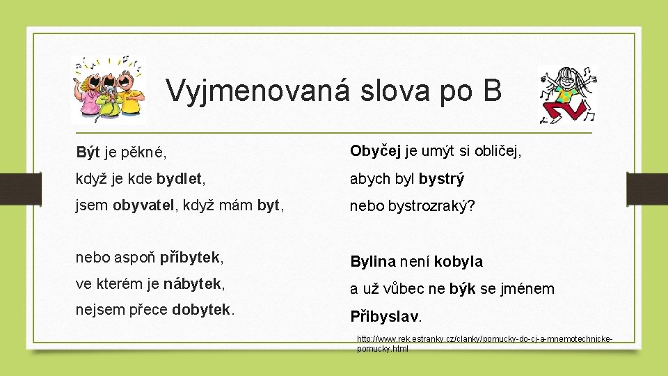 Vyjmenovaná slova po B Být je pěkné, Obyčej je umýt si obličej, když je