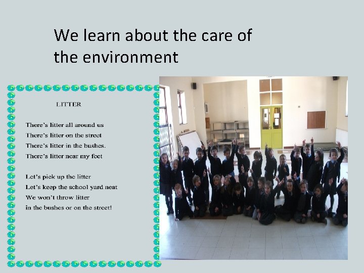 We learn about the care of the environment 