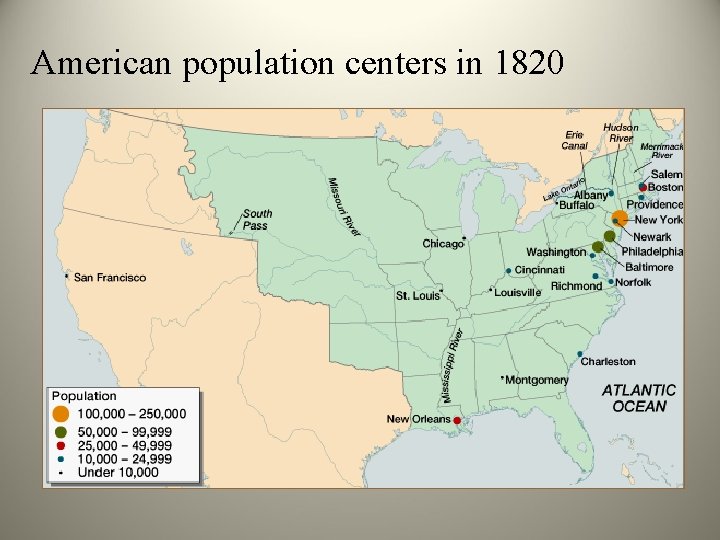 American population centers in 1820 