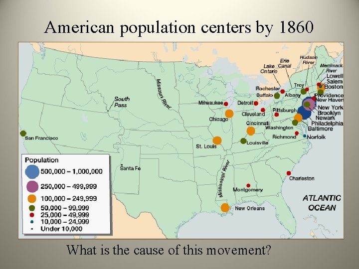 American population centers by 1860 What is the cause of this movement? 