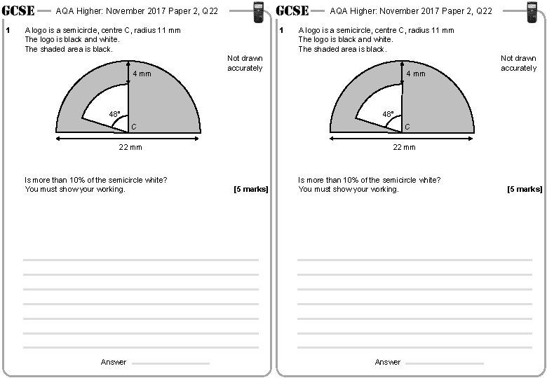 AQA Higher: November 2017 Paper 2, Q 22 1 AQA Higher: November 2017 Paper