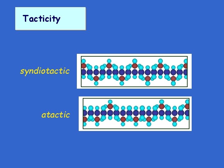 Tacticity syndiotactic atactic Tacticity syndiotactic atactic