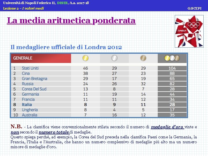 Università di Napoli Federico II, DISES, A. a. 2017 -18 Lezione 2 – I