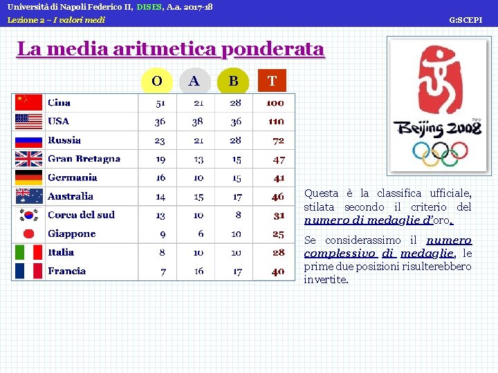 Università di Napoli Federico II, DISES, A. a. 2017 -18 Lezione 2 – I