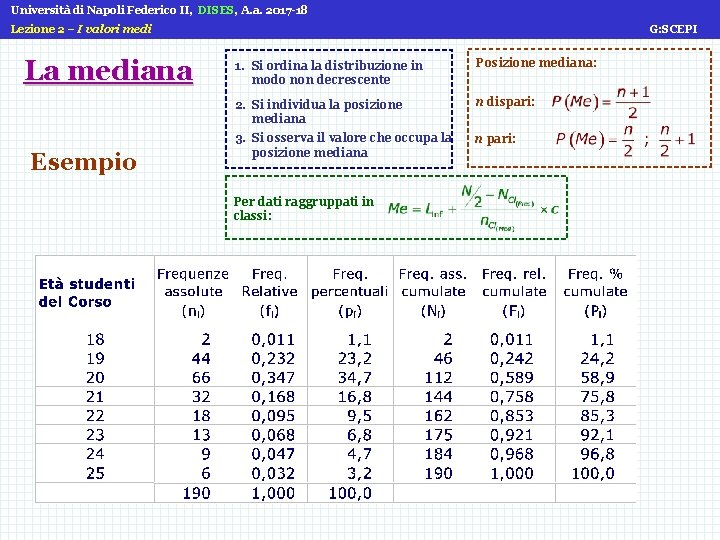 Università di Napoli Federico II, DISES, A. a. 2017 -18 Lezione 2 – I