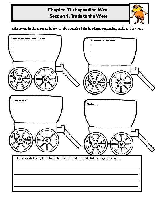 Chapter 11 : Expanding West Section 1: Trails to the West Take notes in