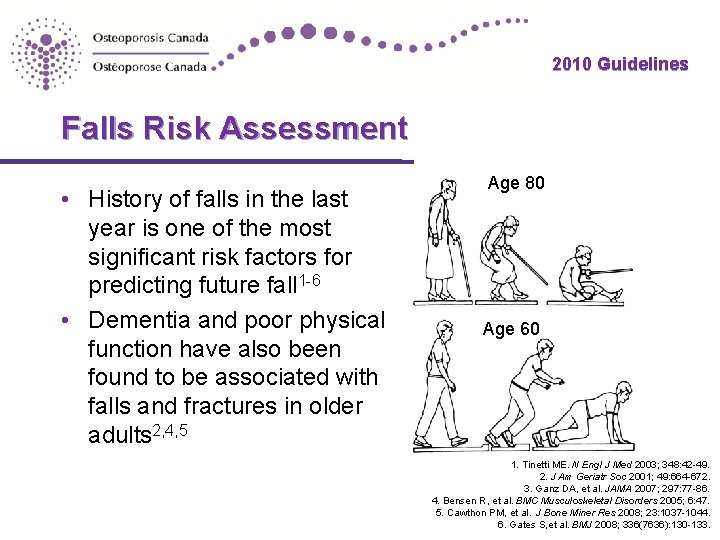 2010 Guidelines Falls Risk Assessment • History of falls in the last year is