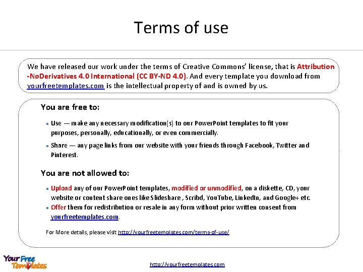 Terms of use We have released our work under the terms of Creative Commons’