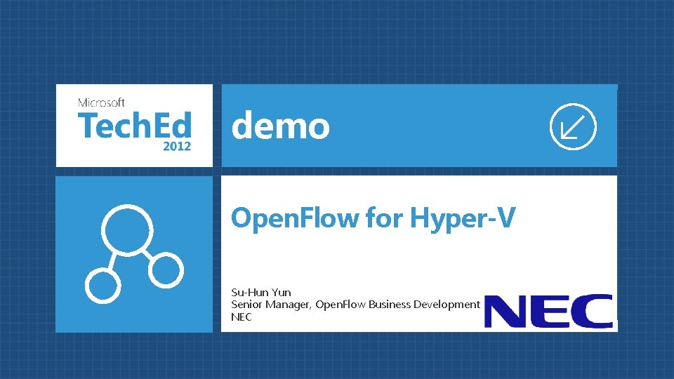 demo Open. Flow for Hyper-V Su-Hun Yun Senior Manager, Open. Flow Business Development NEC