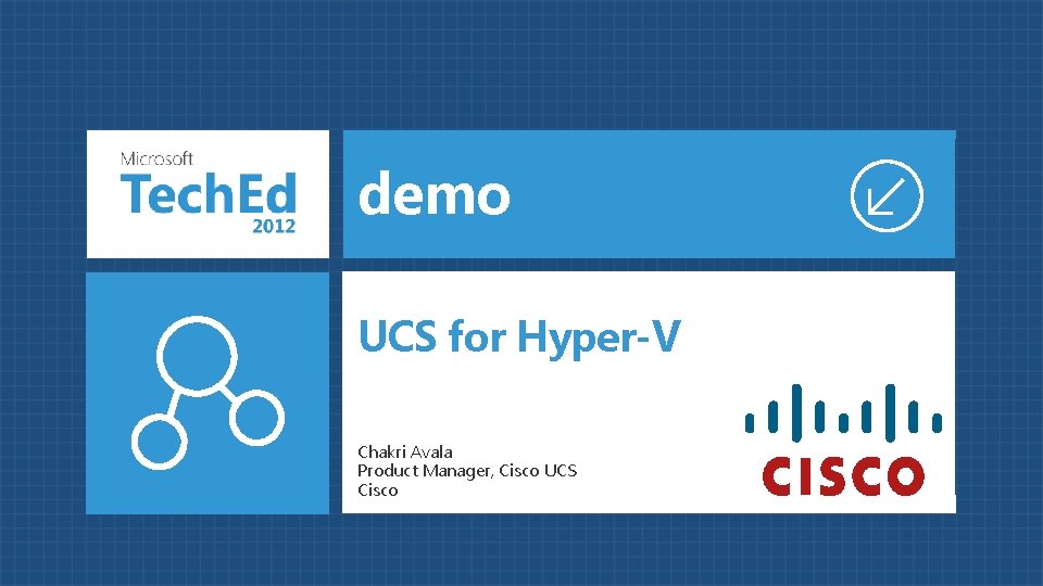 demo UCS for Hyper-V Chakri Avala Product Manager, Cisco UCS Cisco 
