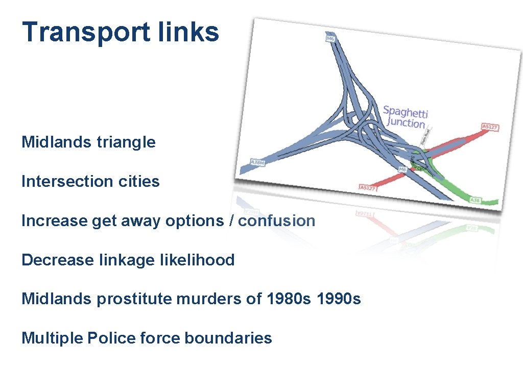 Transport links Midlands triangle Intersection cities Increase get away options / confusion Decrease linkage Transport links Midlands triangle Intersection cities Increase get away options / confusion Decrease linkage