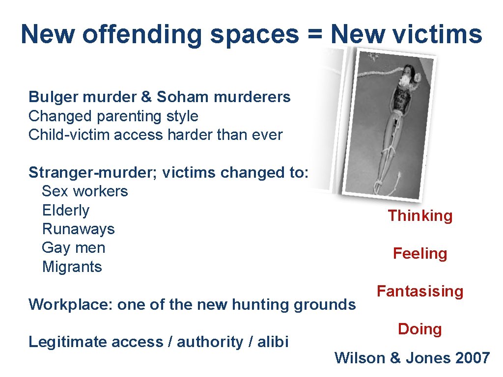 New offending spaces = New victims Bulger murder & Soham murderers Changed parenting style New offending spaces = New victims Bulger murder & Soham murderers Changed parenting style