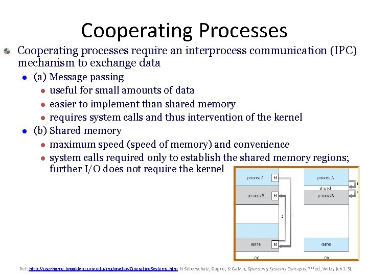Cooperating Processes Cooperating processes require an interprocess communication (IPC) mechanism to exchange data l