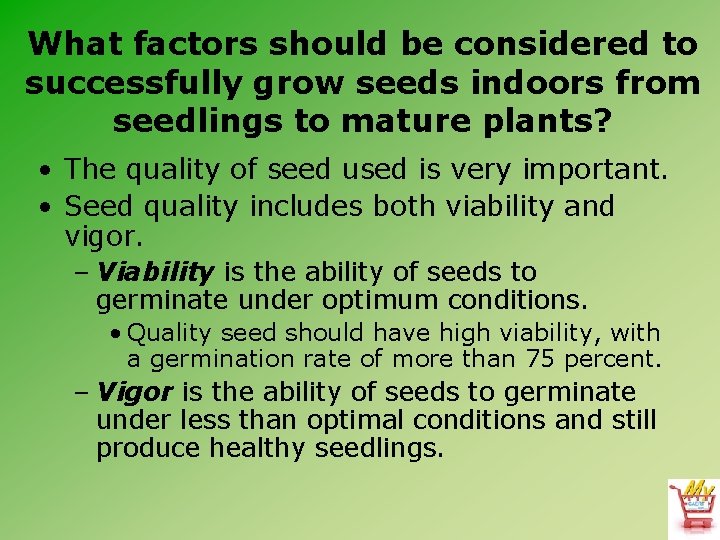 What factors should be considered to successfully grow seeds indoors from seedlings to mature